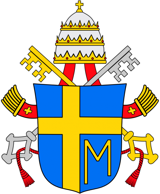 Pápežský erb Jána Pavla II. Písmeno M symbolizuje Ježišovu matku Pannu Máriu